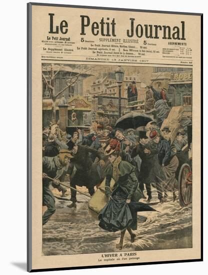 Winter in Paris, Walking in the Mud-French School-Mounted Giclee Print