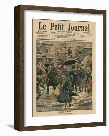 Winter in Paris, Walking in the Mud-French School-Framed Giclee Print