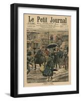 Winter in Paris, Walking in the Mud-French School-Framed Giclee Print