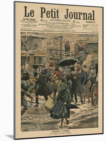 Winter in Paris, Walking in the Mud-French School-Mounted Giclee Print