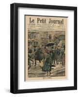 Winter in Paris, Walking in the Mud-French School-Framed Premium Giclee Print