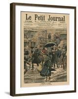 Winter in Paris, Walking in the Mud-French School-Framed Giclee Print