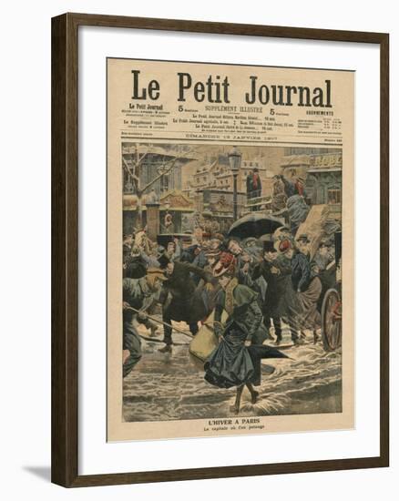 Winter in Paris, Walking in the Mud-French School-Framed Giclee Print