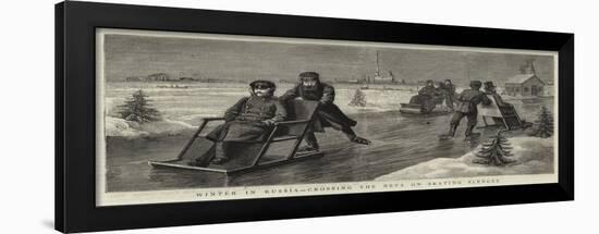 Winter in Russia, Crossing the Neva on Skating Sledges-null-Framed Giclee Print