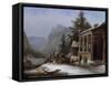 Winter in the Bavarian Alps-Jakob Gauermann-Framed Stretched Canvas