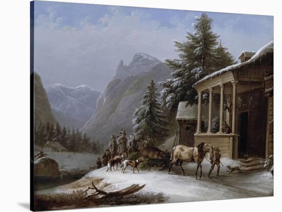 Winter in the Bavarian Alps-Jakob Gauermann-Stretched Canvas