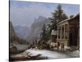 Winter in the Bavarian Alps-Jakob Gauermann-Stretched Canvas