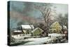 Winter in the Country - a Cold Morning, New England-Currier & Ives-Stretched Canvas