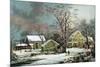 Winter in the Country - a Cold Morning, New England-Currier & Ives-Mounted Giclee Print