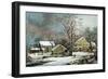 Winter in the Country - a Cold Morning, New England-Currier & Ives-Framed Giclee Print