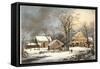 Winter in the Country a Cold Morning-Currier & Ives-Framed Stretched Canvas