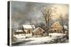 Winter in the Country a Cold Morning-Currier & Ives-Stretched Canvas