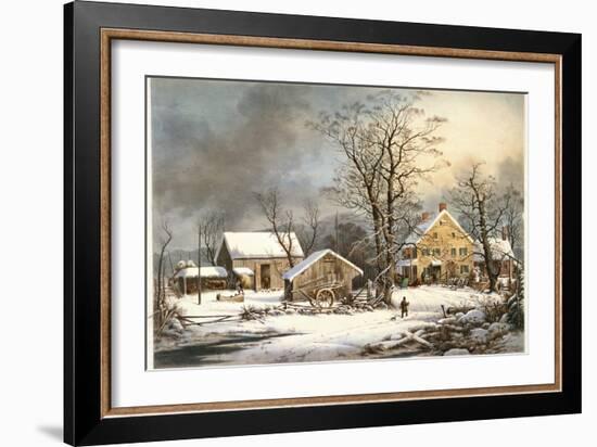Winter in the Country a Cold Morning-Currier & Ives-Framed Giclee Print