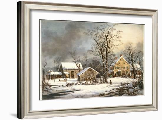 Winter in the Country a Cold Morning-Currier & Ives-Framed Giclee Print