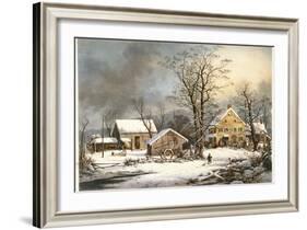 Winter in the Country a Cold Morning-Currier & Ives-Framed Giclee Print