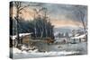 Winter in the Country, Getting Ice, Pub. by Currier and Ives, New York, 1864-George Durrie-Stretched Canvas