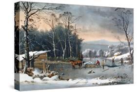 Winter in the Country, Getting Ice, Pub. by Currier and Ives, New York, 1864-George Durrie-Stretched Canvas