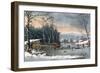 Winter in the Country, Getting Ice, Pub. by Currier and Ives, New York, 1864-George Durrie-Framed Giclee Print