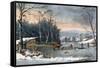 Winter in the Country, Getting Ice, Pub. by Currier and Ives, New York, 1864-George Durrie-Framed Stretched Canvas