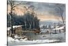 Winter in the Country, Getting Ice, Pub. by Currier and Ives, New York, 1864-George Durrie-Stretched Canvas