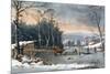Winter in the Country, Getting Ice, Pub. by Currier and Ives, New York, 1864-George Durrie-Mounted Giclee Print