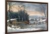 Winter in the Country, Getting Ice, Pub. by Currier and Ives, New York, 1864-George Durrie-Framed Giclee Print
