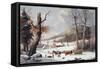 Winter in the Country, Homeward from the Wood-Currier & Ives-Framed Stretched Canvas