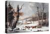 Winter in the Country, Homeward from the Wood-Currier & Ives-Stretched Canvas