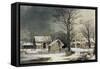 Winter in the Country: Wood for the Inn-Currier & Ives-Framed Stretched Canvas