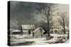 Winter in the Country: Wood for the Inn-Currier & Ives-Stretched Canvas