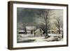 Winter in the Country: Wood for the Inn-Currier & Ives-Framed Giclee Print