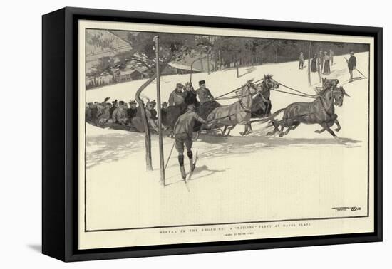 Winter in the Engadine, a Tailing Party at Davos Platz-Frank Craig-Framed Stretched Canvas