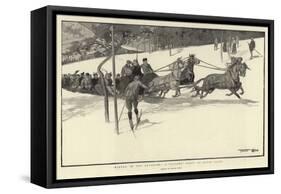 Winter in the Engadine, a Tailing Party at Davos Platz-Frank Craig-Framed Stretched Canvas