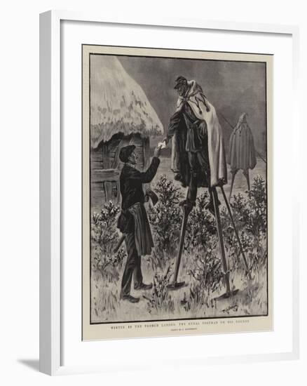 Winter in the French Landes, the Rural Postman on His Rounds-null-Framed Giclee Print