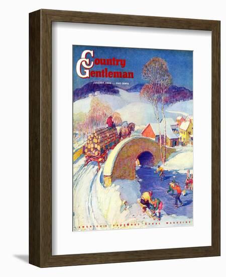 "Winter in the Village," Country Gentleman Cover, January 1, 1944-Henry Soulen-Framed Giclee Print