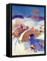 "Winter in the Village,"January 1, 1944-Henry Soulen-Framed Stretched Canvas