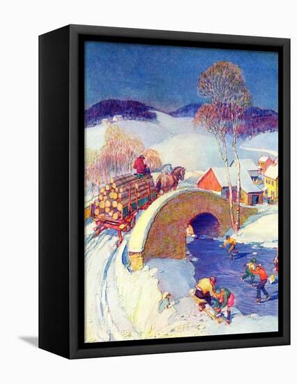 "Winter in the Village,"January 1, 1944-Henry Soulen-Framed Stretched Canvas