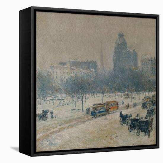 Winter in Union Square, 1889-90-Childe Hassam-Framed Stretched Canvas