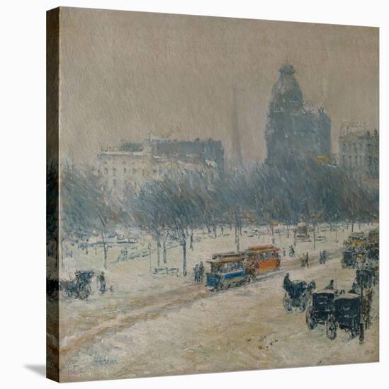 Winter in Union Square, 1889-90-Childe Hassam-Stretched Canvas