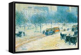Winter in Union Square-Childe Hassam-Framed Stretched Canvas
