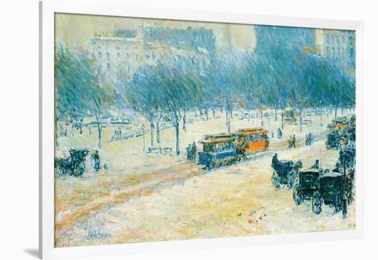 Winter in Union Square-Childe Hassam-Framed Art Print