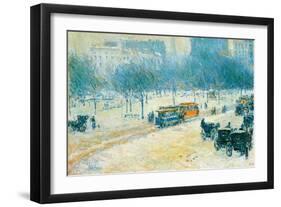 Winter in Union Square-Childe Hassam-Framed Art Print