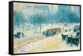 Winter in Union Square-Childe Hassam-Framed Stretched Canvas
