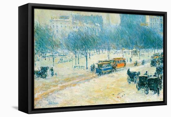 Winter in Union Square-Childe Hassam-Framed Stretched Canvas