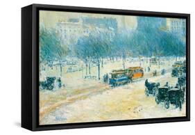 Winter in Union Square-Childe Hassam-Framed Stretched Canvas