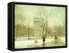 Winter in Washington Square-Paul Cornoyer-Framed Stretched Canvas