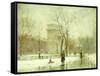 Winter in Washington Square-Paul Cornoyer-Framed Stretched Canvas
