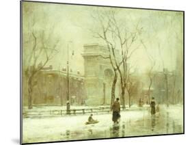 Winter in Washington Square-Paul Cornoyer-Mounted Giclee Print