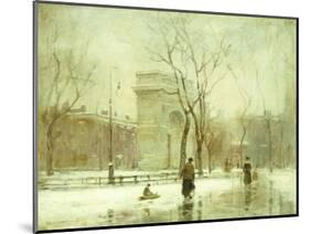 Winter in Washington Square-Paul Cornoyer-Mounted Premium Giclee Print