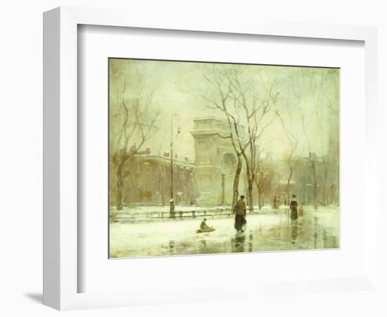 Winter in Washington Square-Paul Cornoyer-Framed Giclee Print